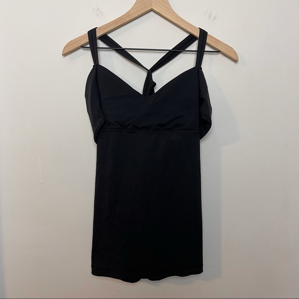 LULULEMON- Black Strappy Cross Back Tank Top